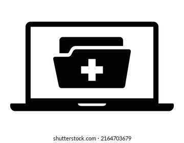 Elektronische Gesundheits- oder Krankenakte auf Laptop-Computern - flaches Symbol für Apps und Websites im Gesundheitswesen