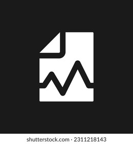 Electronic health record dark mode glyph ui icon. Patient condition. User interface design. White silhouette symbol on black space. Solid pictogram for web, mobile. Vector isolated illustration