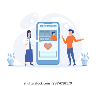 Electronic health record, EHR digital patient chart on smartphone. flat vector modern illustration 