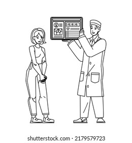 electronic health record eht vector. doctor hospital, computer record, patient technology, digital tablet information electronic health record eht. people black line pencil drawing vector illustration