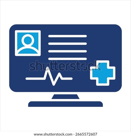 Electronic Health Record Flat Blue Icon Vector Illustration