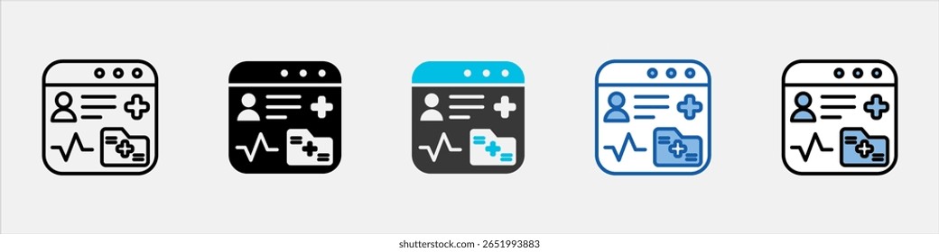 Ilustración multiestilo del paquete Electrónica del icono del registro de salud