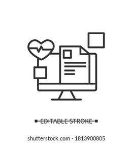 Electronic Health Record Line Icon. Digital Health Documentation. Health Information Database.Healthcare And Health Information Management Concept. Editable Stroke