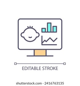 Electronic health record RGB color icon. Patient data. Pediatric doctor. Medical history. Healthcare information. Isolated vector illustration. Simple filled line drawing. Editable stroke