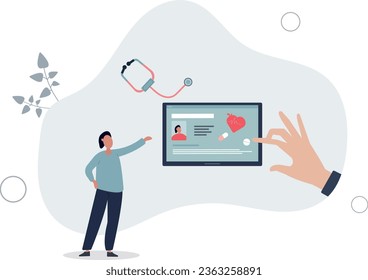 Electronic health records with patient medical history.Healthcare software with digital prescriptions, xray or emr results and diagnostics.flat vector illustration