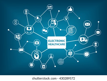Electronic healthcare background as vector illustration in a digitized hospital