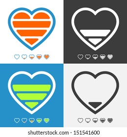 Electronic heart with charge meter. Colorful vector icon set