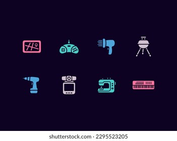 Electronic home appliances vector icon set