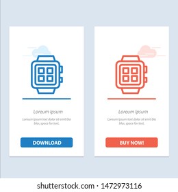 Electronic, Home, Smart, Technology, Watch  Blue and Red Download and Buy Now web Widget Card Template