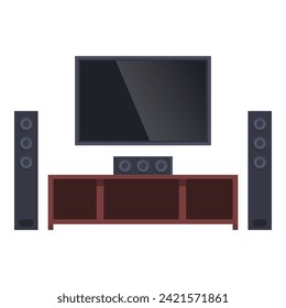 Electronic home theater icon cartoon vector. Family movie. Acoustic system