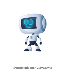 Electronic humanoid isolated robot with big head interface realistic icon. Vector futuristic electronic android manufacturing repair machine. Automation character, artificial intelligence bot