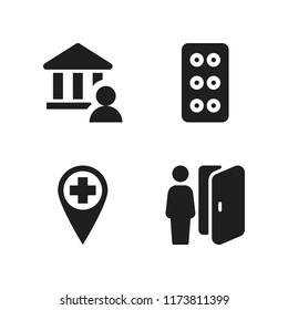 electronic icon. 4 electronic vector icons set. bank, hospital pin and tablet icons for web and design about electronic theme