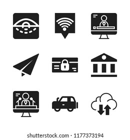 electronic icon. 9 electronic vector icons set. credit card, x and transfer icons for web and design about electronic theme