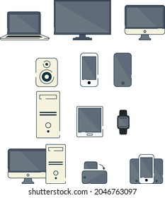 Colección electrónica de iconos para su diseño 