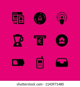 electronic icon set with cellphone, inbox and blender vector icons for web and graphic design