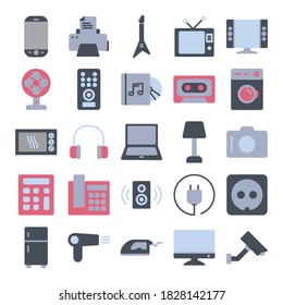Icono Electrónico Juego de Estilo de Color Diseño Plantilla Vector Ilustración