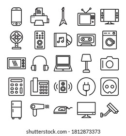 Electronic Icon Set Design Vector Illustration Template