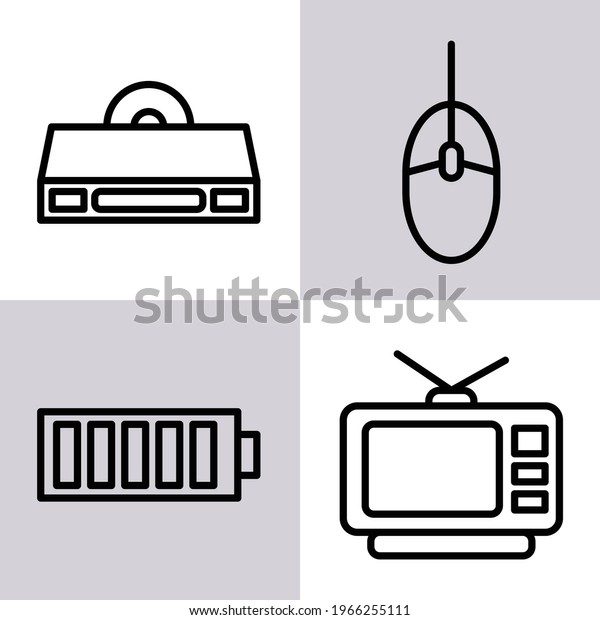 electronic icon set, dvd player icon,\
technology icon, with line icon style, great for advertising\
electronic devices or\
technology