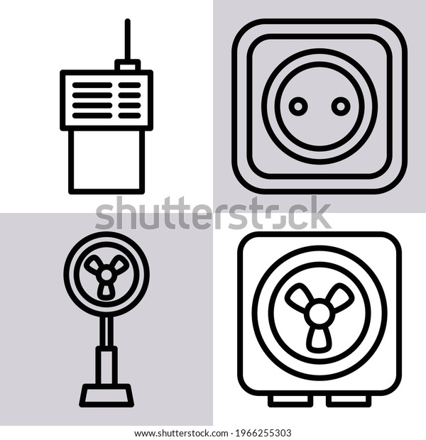 electronic icon set, fan icon, technology\
icon, with line icon style, great for advertising electronic\
equipment or\
technology