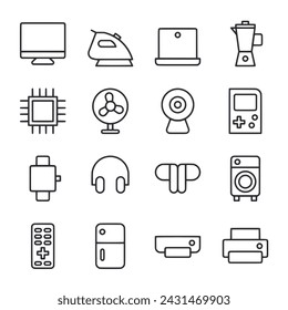 Electronic icon set isolated on white