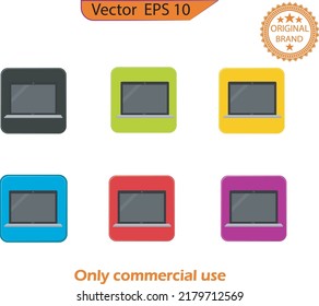 Juego de iconos electrónicos. Colección de signos vectoriales de portátiles. Equipo portátil. Ilustración vectorial. 