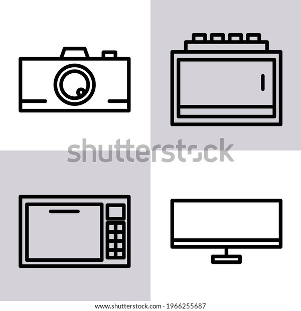 electronic icon set, microwave icon,\
technology icon, with line icon style, great for advertising\
electronic equipment or\
technology