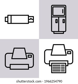 electronic icon set, print icon, technology icon, with line icon style, great for advertising electronic equipment or technology