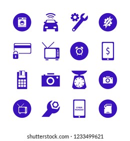 electronic icon. electronic vector icons set dollar symbol phone, kitchen scale, washer and tv