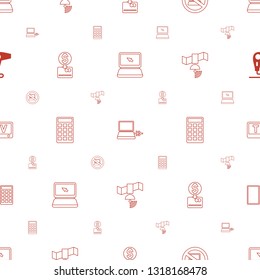 electronic icons pattern seamless white background. Included editable line laptop, laptop connection, no laptop, put money on card icons. electronic icons for web and mobile.