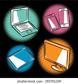 Electronic icons set