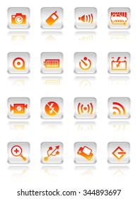 Electronic Icons Set-Vector glossy illustration, gradient colors