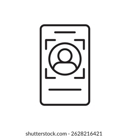Vetor de ícone de linha de verificação de ID eletrônico, com traço editável, adequado para aplicativos integrados, conformidade com criptografia e ferramentas de segurança financeira