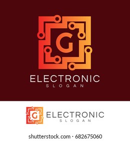 electronic initial Letter G, Logo design