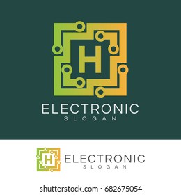 electronic initial Letter H Logo design