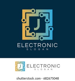 electronic initial Letter J Logo design