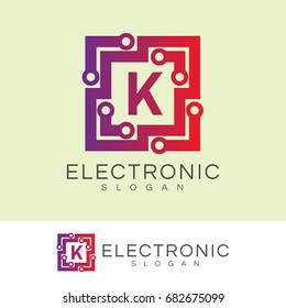 electronic initial Letter K Logo design