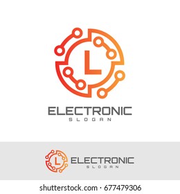 electronic initial Letter L Logo design