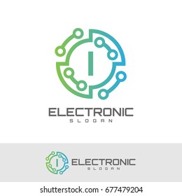 electronic initial Letter I Logo design