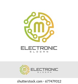 electronic initial Letter M Logo design