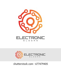 electronic initial Letter Q Logo design