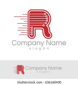 Electronic initial Letter R Logo Design