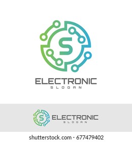 electronic initial Letter S Logo design