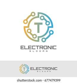 electronic initial Letter T Logo design