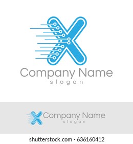 Electronic initial Letter X Logo Design