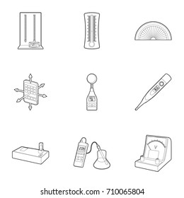 Electronic instrument icons set. Outline set of 9 electronic instrument vector icons for web isolated on white background