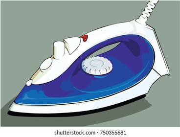 electronic iron box blue color illustration 