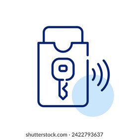 Tarjeta de clave electrónica en la cartera. Trazo de píxeles perfecto, editable