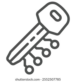 Electronic key with connections line icon, Digital security concept. Vector graphics. Key sign on white background, outline style icon for mobile or web design