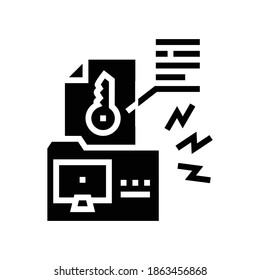 vector de icono de glifo de hackeo de clave electrónica. signo de hackeo de clave electrónica. símbolo de contorno aislado ilustración negra
