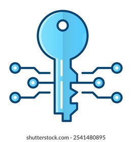 electronic key icon, blue gradient vector illustration